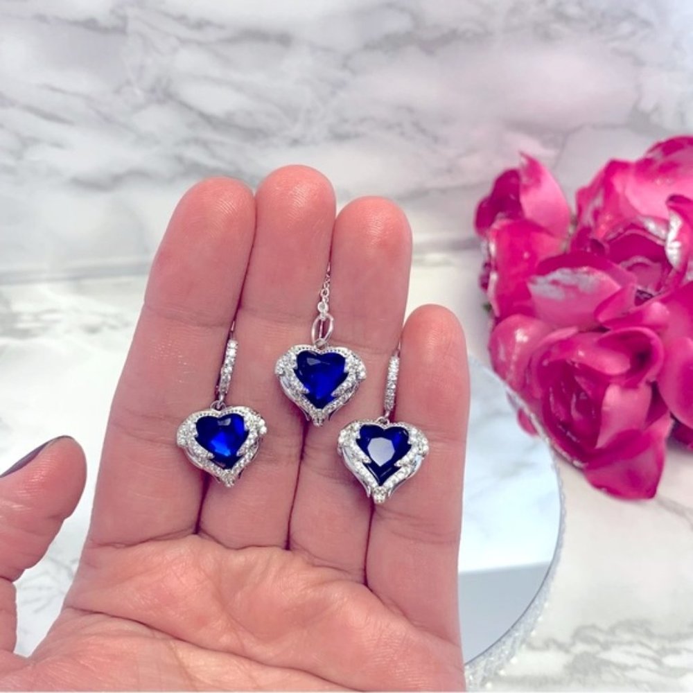 Sterling Silver Blue Crystal Zircon Sets